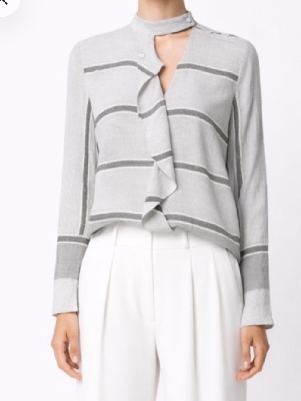 Derek Lam 10 Crosby Ruffle Blouse Derek Lam 10 Crosby Striped wool blend Blouse